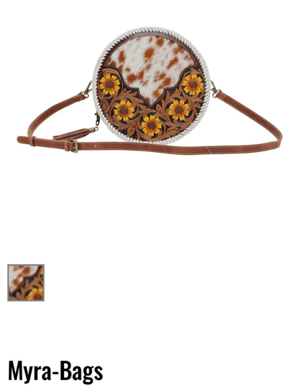 Women's Marigold Round Myra Bag Sunflower Cowhide